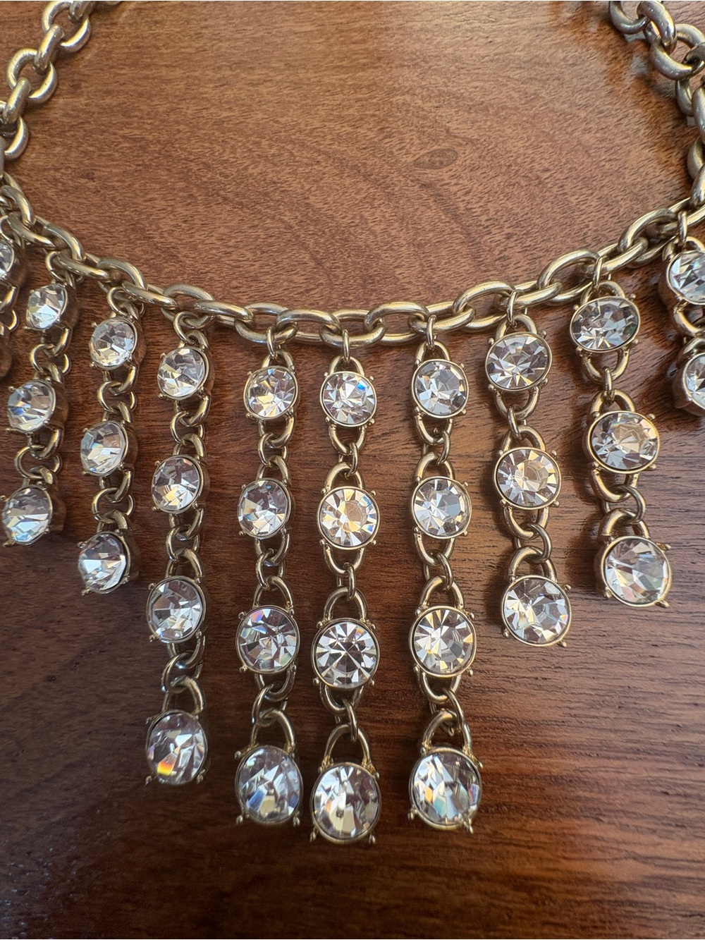 Gold tone necklace 16 to 18 Rhinestones